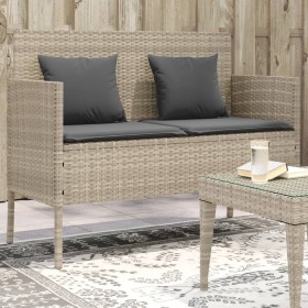 Panca da Giardino con Cuscini Grigio Chiaro in Polyrattan