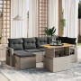 Set Divani da Giardino 7 pz con Cuscini Grigio in Polyrattan