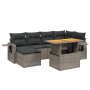 Set Divani da Giardino 7 pz con Cuscini Grigio in Polyrattan