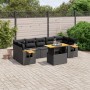 Set Divani da Giardino con Cuscini 8 pz Nero in Polyrattan