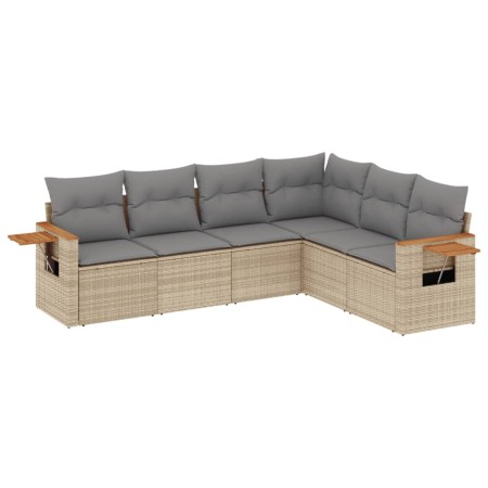 Set Divano da Giardino 6 pz con Cuscini Beige in Polyrattan