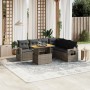 Set Divani da Giardino 7 pz con Cuscini Grigio in Polyrattan