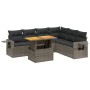 Set Divani da Giardino 7 pz con Cuscini Grigio in Polyrattan