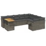 Set Divano da Giardino 10 pz con Cuscini Grigio in Polyrattan