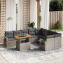 Set Divano da Giardino 10 pz con Cuscini Grigio in Polyrattan