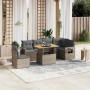 Set Divani da Giardino 7 pz con Cuscini Grigio in Polyrattan