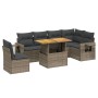 Set Divani da Giardino 7 pz con Cuscini Grigio in Polyrattan