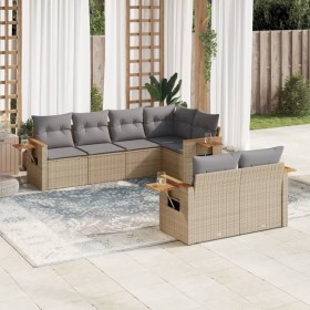 Set Divani da Giardino 7 pz con Cuscini Grigio in Polyrattan