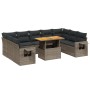 Set Divano da Giardino 10 pz con Cuscini Grigio in Polyrattan