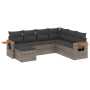 Set Divani da Giardino 7 pz con Cuscini Grigio in Polyrattan