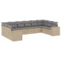 Set Divano da Giardino 10 pz con Cuscini Beige in Polyrattan