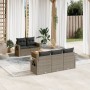 Set Divano da Giardino 6 pz con Cuscini Grigio in Polyrattan