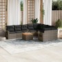 Set Divano da Giardino 10 pz con Cuscini Grigio in Polyrattan