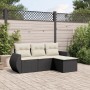 Set Divani da Giardino 4 pz con Cuscini Nero in Polyrattan