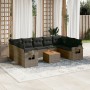 Set Divano da Giardino 10 pz con Cuscini Grigio in Polyrattan