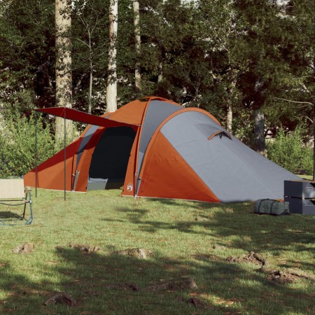 Tenda da Campeggio a Cupola 6 Persone Grigio e Arancione