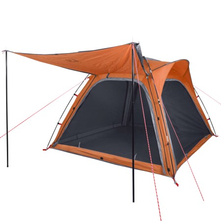 Tenda Campeggio 4 Persone Grigio e Arancione Impermeabile