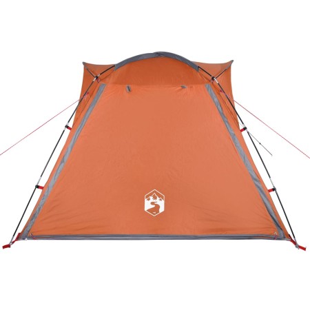 Tenda Campeggio 4 Persone Grigio e Arancione Impermeabile