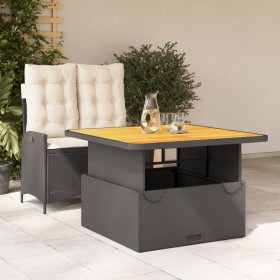 Set da Pranzo da Giardino 2 pz con Cuscini Nero in Polyrattan