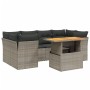 Set Divani da Giardino 7 pz con Cuscini Grigio in Polyrattan
