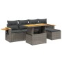 Set Divano da Giardino 6 pz con Cuscini Grigio in Polyrattan