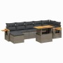 Set Divano da Giardino 8 pz con Cuscini Grigio in Polyrattan