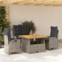 Set da Pranzo da Giardino 4 pz con Cuscini in Polyrattan Grigio