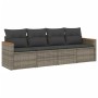 Set Divani da Giardino 4 pz con Cuscini in Polyrattan Grigio