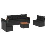 Set Divani da Giardino 9 pz con Cuscini Nero in Polyrattan