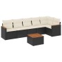 Set Divani da Giardino con Cuscini 7pz Nero Polyrattan