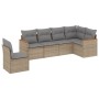 Set Divano da Giardino 6 pz con Cuscini Beige Misto Polyrattan