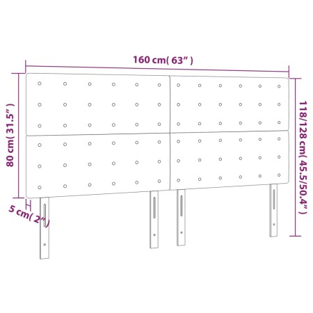 Testiera 4 pz Grigio Chiaro 80x5x78/88 cm in Velluto