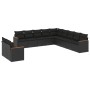 Set Divani da Giardino 11 pz con Cuscini in Polyrattan Nero