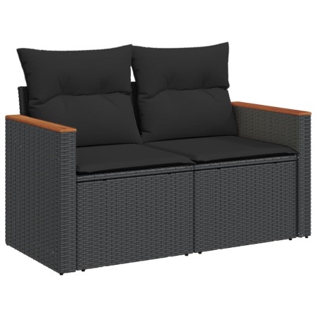 Set Divani da Giardino con Cuscini 8 pz Nero in Polyrattan