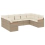 Set Divano da Giardino 9 pz con Cuscini Beige in Polyrattan