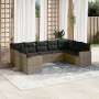 Set Divano da Giardino 9 pz con Cuscini Grigio in Polyrattan