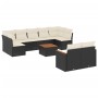 Set Divani da Giardino 10pz con Cuscini in Polyrattan Nero