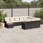 Set Divani da Giardino 11 pz con Cuscini in Polyrattan Nero