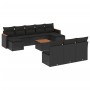 Set Divani da Giardino 11 pz con Cuscini in Polyrattan Nero