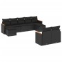 Set Divani da Giardino 9 pz con Cuscini Nero in Polyrattan