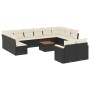 Set Divani da Giardino 13pz con Cuscini Nero in Polyrattan