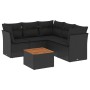 Set Divano da Giardino 6 pz con Cuscini Nero in Polyrattan