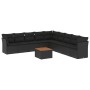 Set Divani da Giardino 10pz con Cuscini in Polyrattan Nero