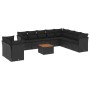 Set Divani da Giardino 11 pz con Cuscini in Polyrattan Nero