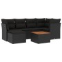 Set Divani da Giardino con Cuscini 7pz Nero Polyrattan