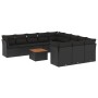 Set Divani da Giardino 12 pz con Cuscini Nero in Polyrattan