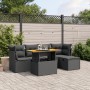 Set Divano da Giardino 6 pz con Cuscini Nero in Polyrattan