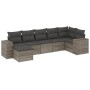 Set Divani da Giardino 7 pz con Cuscini Grigio in Polyrattan