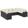 Set Divani da Giardino 9 pz con Cuscini Nero in Polyrattan