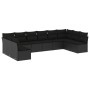 Set Divani da Giardino 10pz con Cuscini in Polyrattan Nero